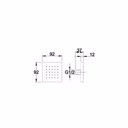 Hudson Reed BDJ002 Ç Modern Bathroom Square Tile Body Jet, 49mm x 92mm, Chrome