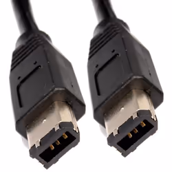 kenable 000086, FireWire 400 (IEEE 1394/IEEE 1394a), 6-p, 6-p, Black, Male/Male, 400 Mbit/s