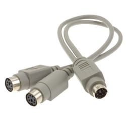 kenable PS2 Splitter 6 pin Mini Din Male Plug to 2 x Female Sockets Cable 30cm