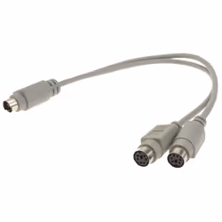 kenable PS2 Splitter 6 pin Mini Din Male Plug to 2 x Female Sockets Cable 30cm