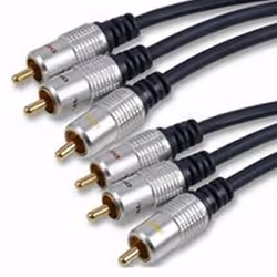kenable Pure OFC HQ 3 x Phono Plugs to Plugs Composite + Audio Cable GOLD 5m