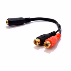 kenable Gold 3.5mm Stereo Jack Socket to 2 Phono RCA Sockets Adapter Cable SHORT