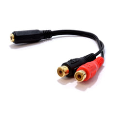 kenable Gold 3.5mm Stereo Jack Socket to 2 Phono RCA Sockets Adapter Cable SHORT