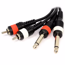 kenable 001849, 2 x 6.35mm, Male, 2 x RCA, Male, 1.5 m, Black
