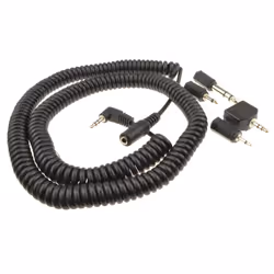 3.5mm Coiled Stereo Jack Extension Splitter 6.35 Mono 2.5mm Adapters