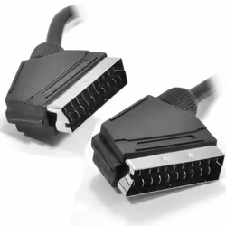 kenable Black Round Scart Cable 21 Pins With Nickel Plated Ends 3m