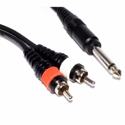 kenable 003339, 2 x RCA, Male, 6.35mm, Male, 3 m, Black