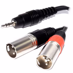 kenable 003369, 3.5mm, Male, 2 x XLR (3-pin), Male, 3 m, Black