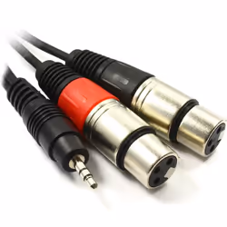 kenable 003372, 3.5mm, Male, 2 x XLR (3-pin), Female, 3 m, Black