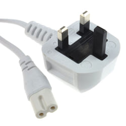 kenable Figure 8 Power Cable UK Plug to C7 Lead for LED or Smart TV White 1m