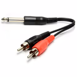kenable 003927, 6.35mm, Male, 2 x RCA, Male, 0.2 m, Black, Red