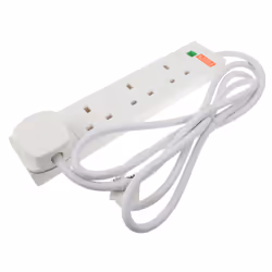 kenable Surge Protected 4 Gang Way Mains Extension Socket UK 13A White  2m