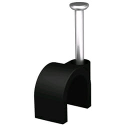 kenable Black 100 x  6mm Round Cable Clips Secure Fastenings Cables