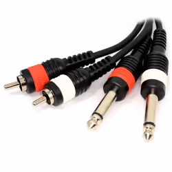 kenable 004563, 2 x RCA, Male, 2 x 6.35mm, Male, 0.5 m, Black