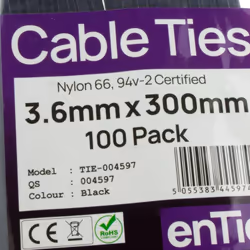 kenable 004597 cable tie Parallel entry cable tie Nylon Black 100 pc(s)
