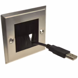 STEEL Cable Entry Exit BRUSH Faceplate for Wall Outlet UK Single Gang