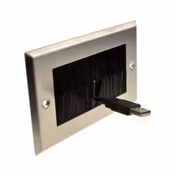 STEEL Cable Entry Exit BRUSH Faceplate for Wall Outlet UK Double Gang