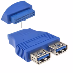 kenable 004980 cable gender changer 20 pin Motherboard Header 2x USB 3.0 Blue
