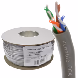 kenable Ethernet UTP CCA Cable Roll Network LAN Solid UTP CAT5e CCA Grey 100m