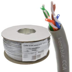 kenable Ethernet UTP CCA Cable Roll Network LAN Solid UTP CAT5e CCA Grey 100m