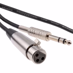kenable 005299, XLR (3-pin), Female, 6.35mm, Male, 1 m, Black