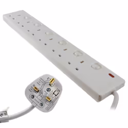 kenable 005556, 2 m, Indoor, Type G (BS 1363), Type G, White, 6 AC outlet(s)