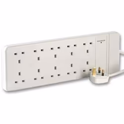 kenable 005623, 2 m, Type G (BS 1363), Type G, White, 10 AC outlet(s), 250 V