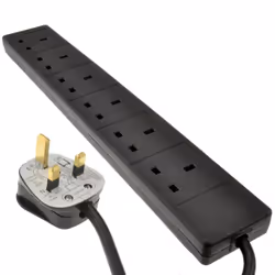 kenable 005822, 1 m, Indoor, Type G (BS 1363), Type G, Black, 6 AC outlet(s)