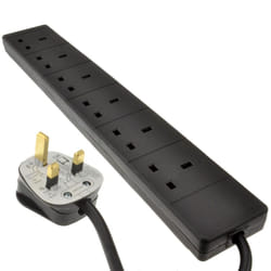kenable 005822 power extension 1 m 6 AC outlet(s) Indoor Black