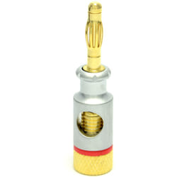 kenable HQ 4mm Banana Plugs for 6mm Speaker Cable Connections Silver & Red