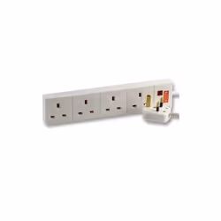 kenable 006043, 4 AC outlet(s), Type G (BS 1363), 13 A, Type G (BS 1363), White, 8 m