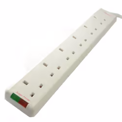 kenable 006044, 6 AC outlet(s), Type G (BS 1363), 13 A, Type G (BS 1363), White, 1 m