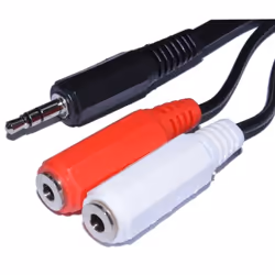 kenable 006059, Black, 3.5 mm, 2 x RCA, Male, Female, 2 m