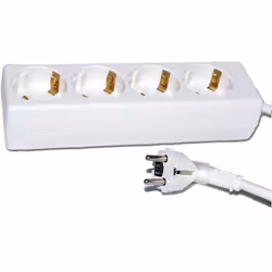 kenable 4 Way Gang European 16 Amp Mains Extension Schuko Sockets 3m White