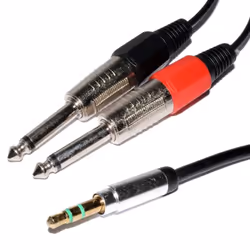 kenable 006381, Black, 3.5 mm, 2 x 6.35 mm, Male, Male, 1.5 m