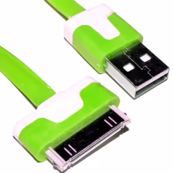 30 Pin iPhone iPod iPad Data & Charging USB FLAT Cable Green 2m