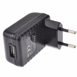 kenable Euro Travel Mains Plug Charger to USB for Charging Devices 2.1A Black
