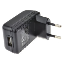 kenable Euro Travel Mains Plug Charger to USB for Charging Devices 2.1A Black