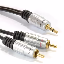 kenable 006942, 3.5mm, Male, 2 x RCA, Male, 3 m, Black