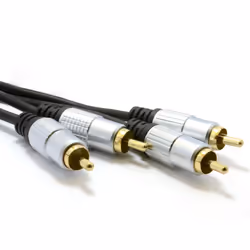 Pro Audio Metal 2 x RCA Phono Plugs to Plugs Cable Lead Gold 1m