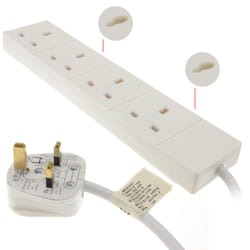 kenable 4 Gang Way UK 13A Trailing Socket Mains Power Extension Lead  2m w LED