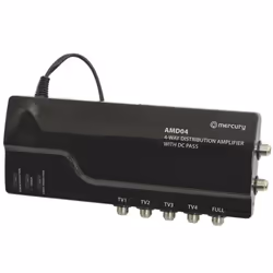 4 Way 4G Ready VHF UHF TV Aerial Distribution Powered Amplifier & DC By Pass
