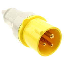 kenable Industrial Site Power 3 Pin Plug 110V 16A Yellow IP44 SplashProof