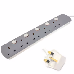 kenable 5 Gang Mains Extension Lead 5 Way UK Power Sockets Switched 10m