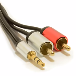 kenable 007525, 3.5mm, Male, 2 x RCA, Male, 3 m, Black