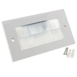 kenable WHITE BRUSH Faceplate for Cable Exit Wall Outlet UK Double Gang White