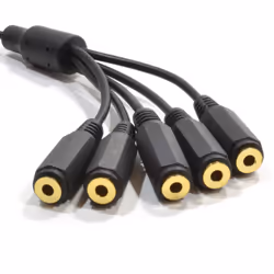 kenable 5 Way Jack Splitter 3.5mm Stereo Jack Plug to FIVE Sockets Cable 20cm