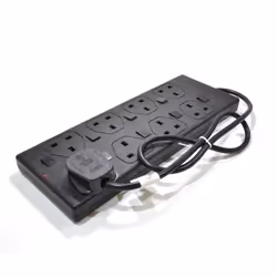 kenable 007867, 1 m, Type G (BS 1363), Type G, Black, CE, 8 AC outlet(s)