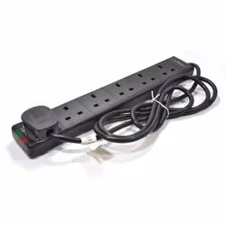 kenable 007871, 6 AC outlet(s), Type G (BS 1363), 250 V, 13 A, Type G (BS 1363), Black