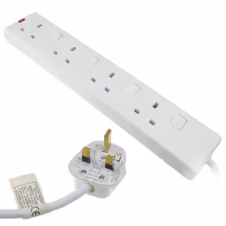 kenable 007873, 5 m, Indoor, Type G (BS 1363), Type G, White, 4 AC outlet(s)